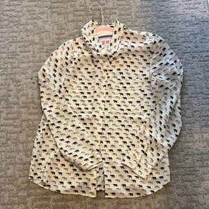 Club Monaco Cream Animal Print Button Down Shirt